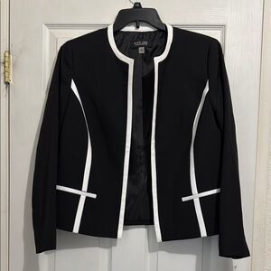Evan Picone Black and White Blazer with Contrast Trim